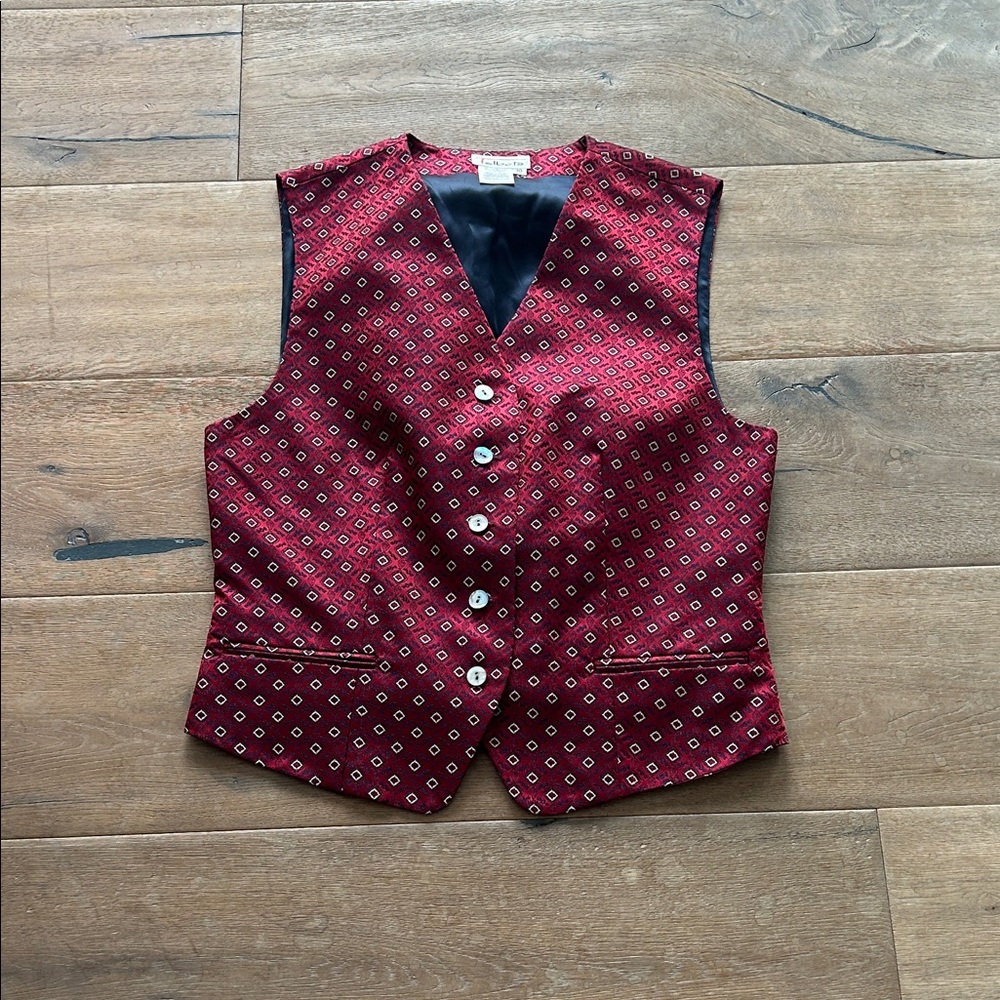 Talbots Burgundy Diamond Pattern Vest